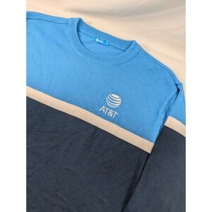 AT&T Sweater Mens Size Large Blue Knit Pullover Long Sleeve Employee Style Used